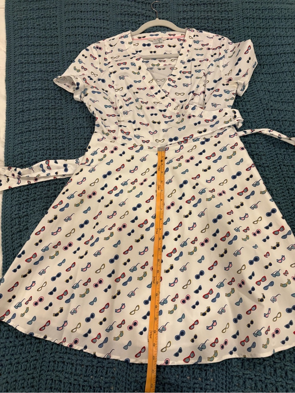 Boden Retro Sunglass Print Lara Wrap Dress Size US10P UK14P Used - Picture 8 of 9